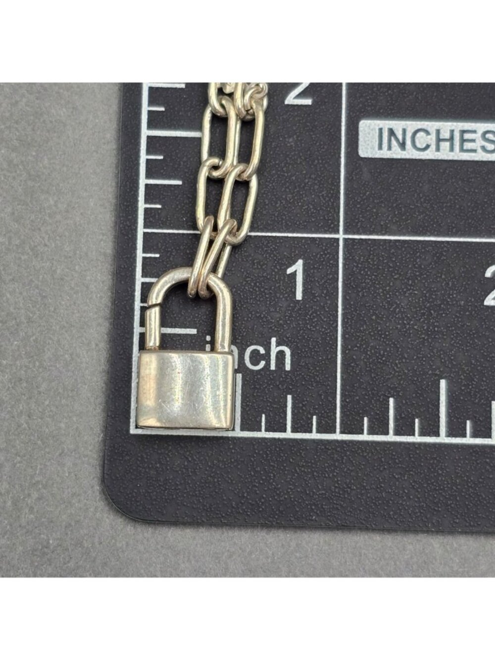 Italian Sterling Silver Padlock Paperclip Chain Statement Necklace 17" - Picture 11 of 13